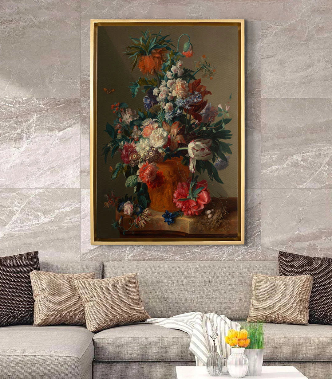 Cuadro Jarrón de Flores — ambientación en interior clásico elegante, Massinart