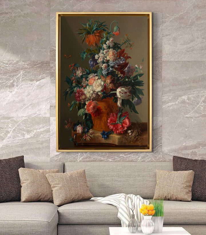 Cuadro Jarrón de Flores — ambientación en interior clásico elegante, Massinart