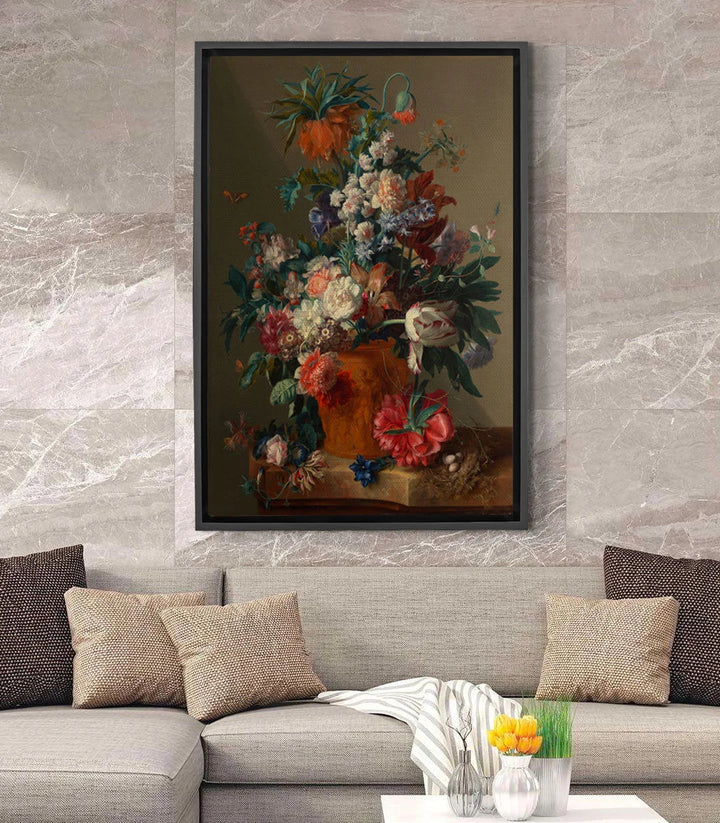 Cuadro Jarrón de Flores — decoración de salón clásico con naturaleza muerta barroca, Massinart