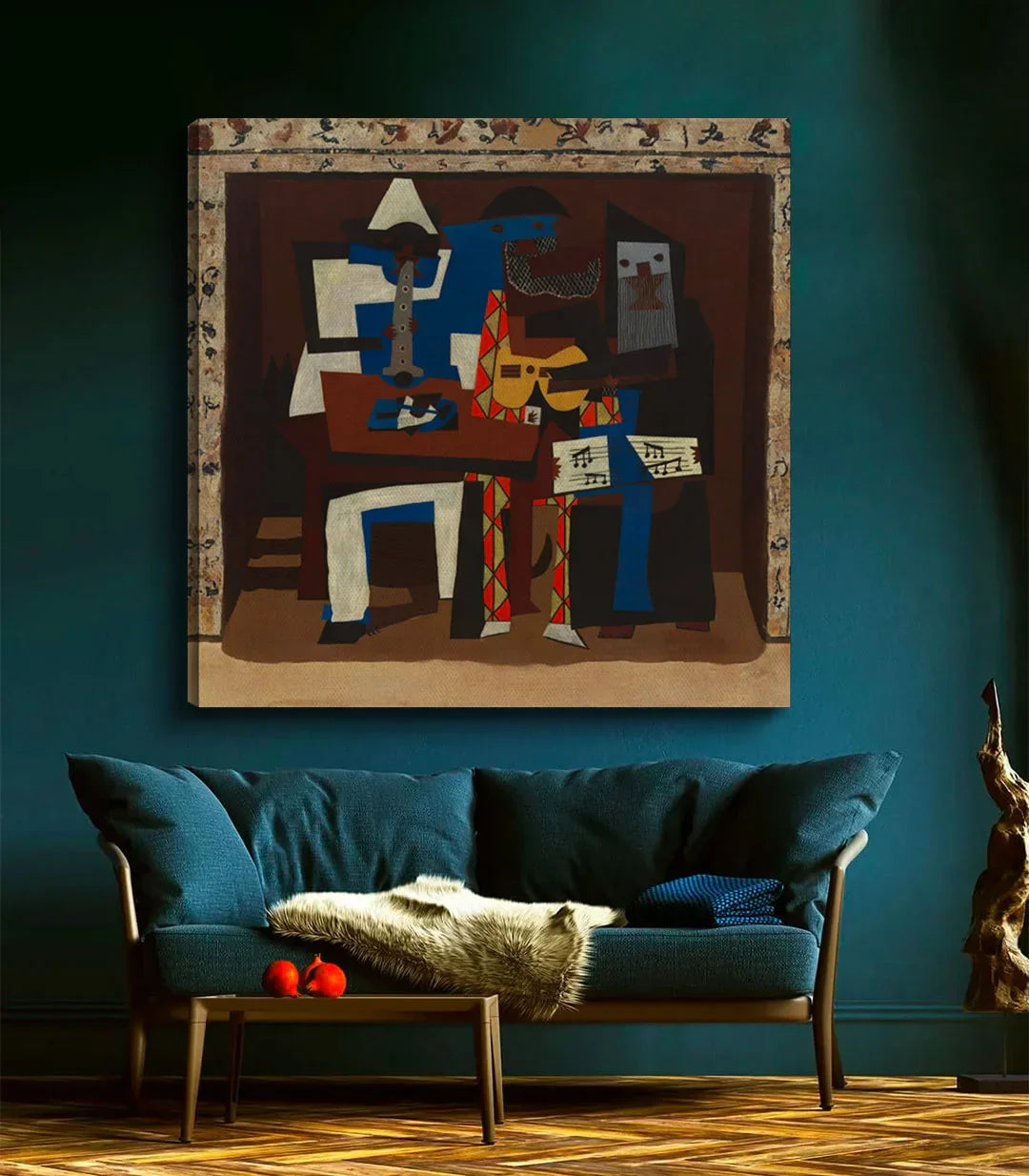 Decoración habitación y despacho — Three Musicians cuadro cuadrado marco negro Massinart