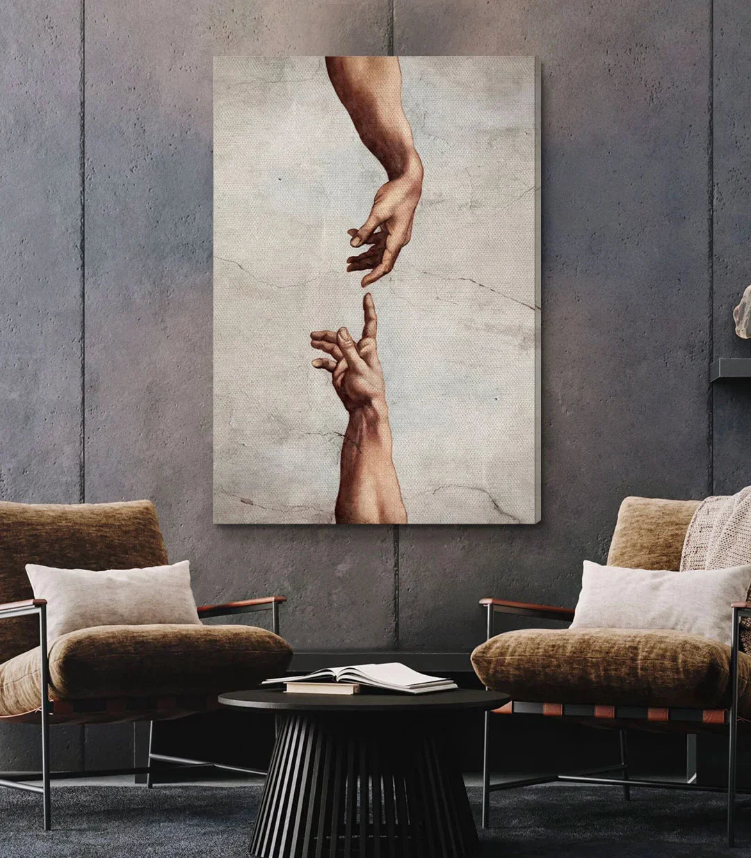Cuadro La Creación de Adán en ambiente de dormitorio — Massinart