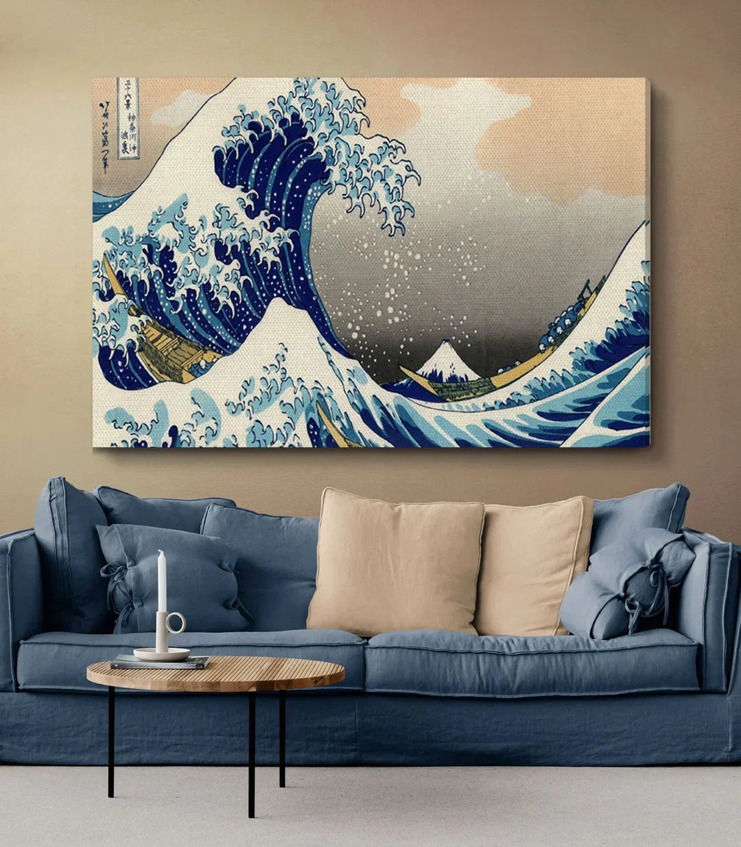 Cuadro La Gran Ola de Kanagawa en decoración de salón | Massinart