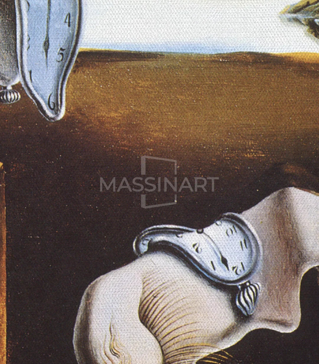 Detalle artístico de los relojes blandos en el cuadro de Dalí — acabado Deluxe, Massinart