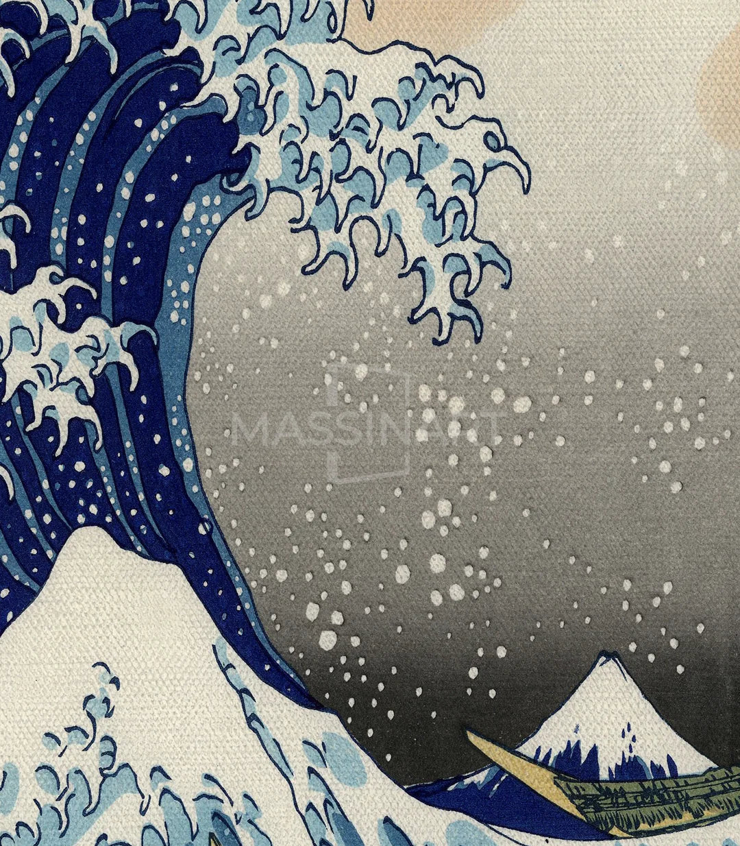 Cuadro La Gran Ola de Kanagawa en decoración de dormitorio | Massinart