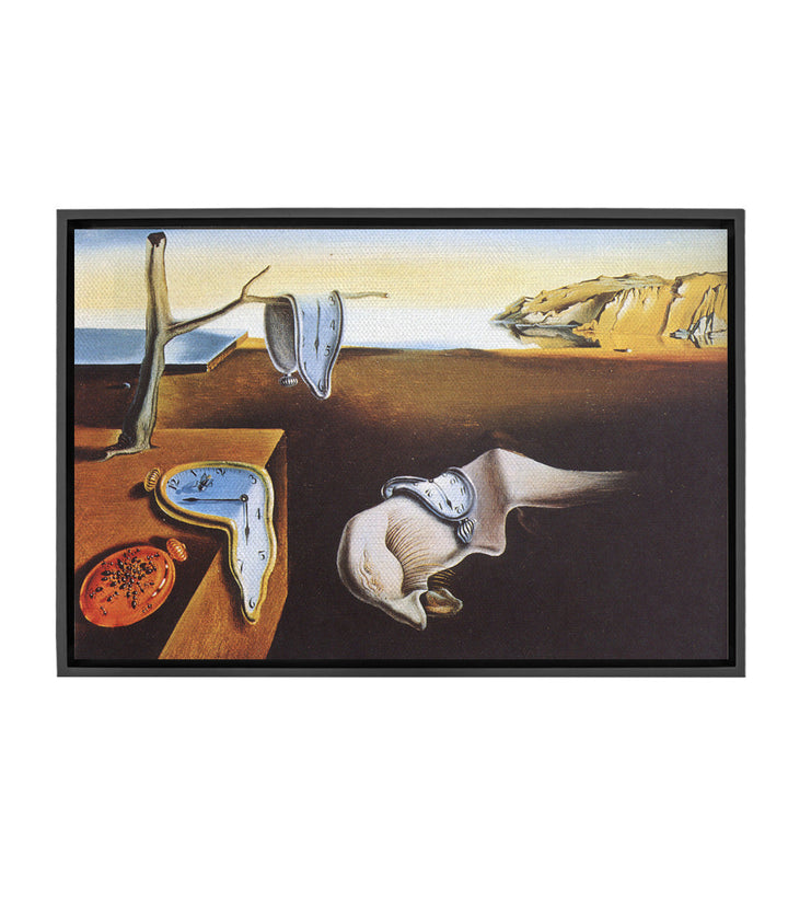 Cuadro La persistencia de la memoria de Dalí — relojes blandos surrealistas sobre paisaje desértico, Massinart