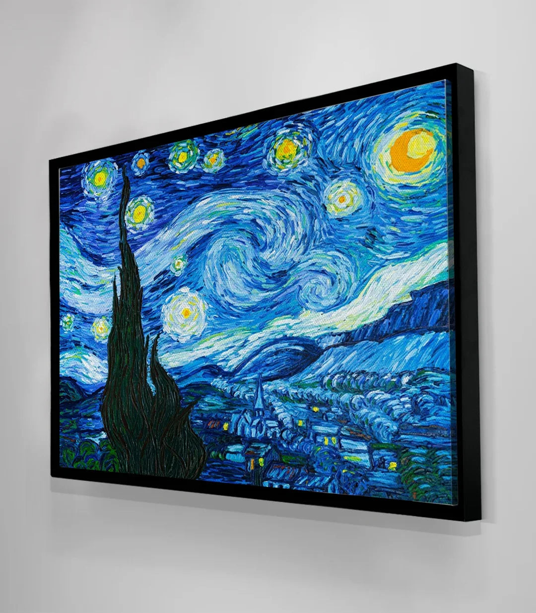 Cuadro La Noche Estrellada composición paisaje nocturno - ciprés y pueblo Massinart
