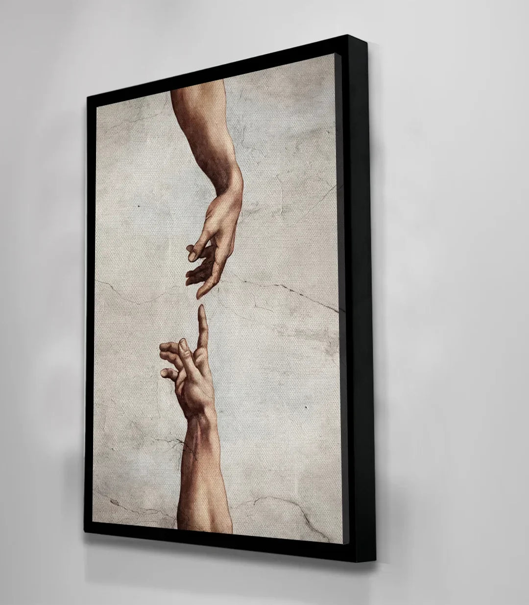 Cuadro vertical inspiración Renacimiento La Creación de Adán — Massinart