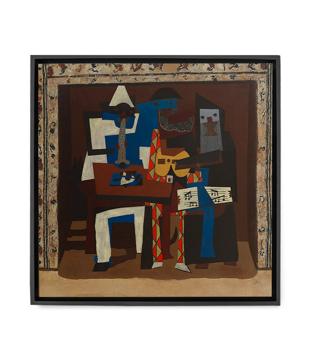 Cuadro Three Musicians de Picasso — composición cubista tres músicos formas geométricas azul marrón negro Massinart