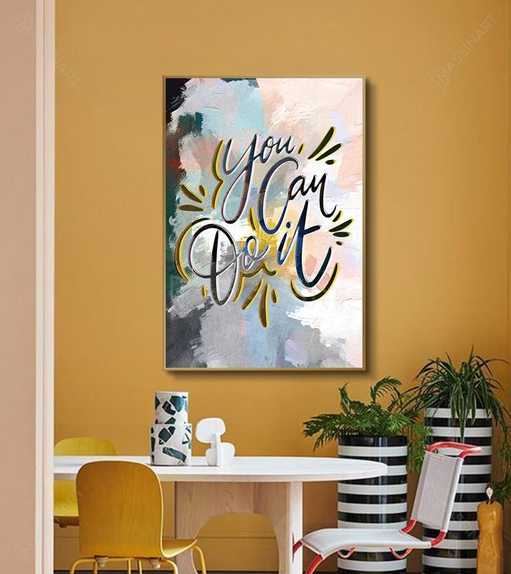 Cuadro mural abstracto You can do it Massinart — afirmación positiva decoración contemporánea