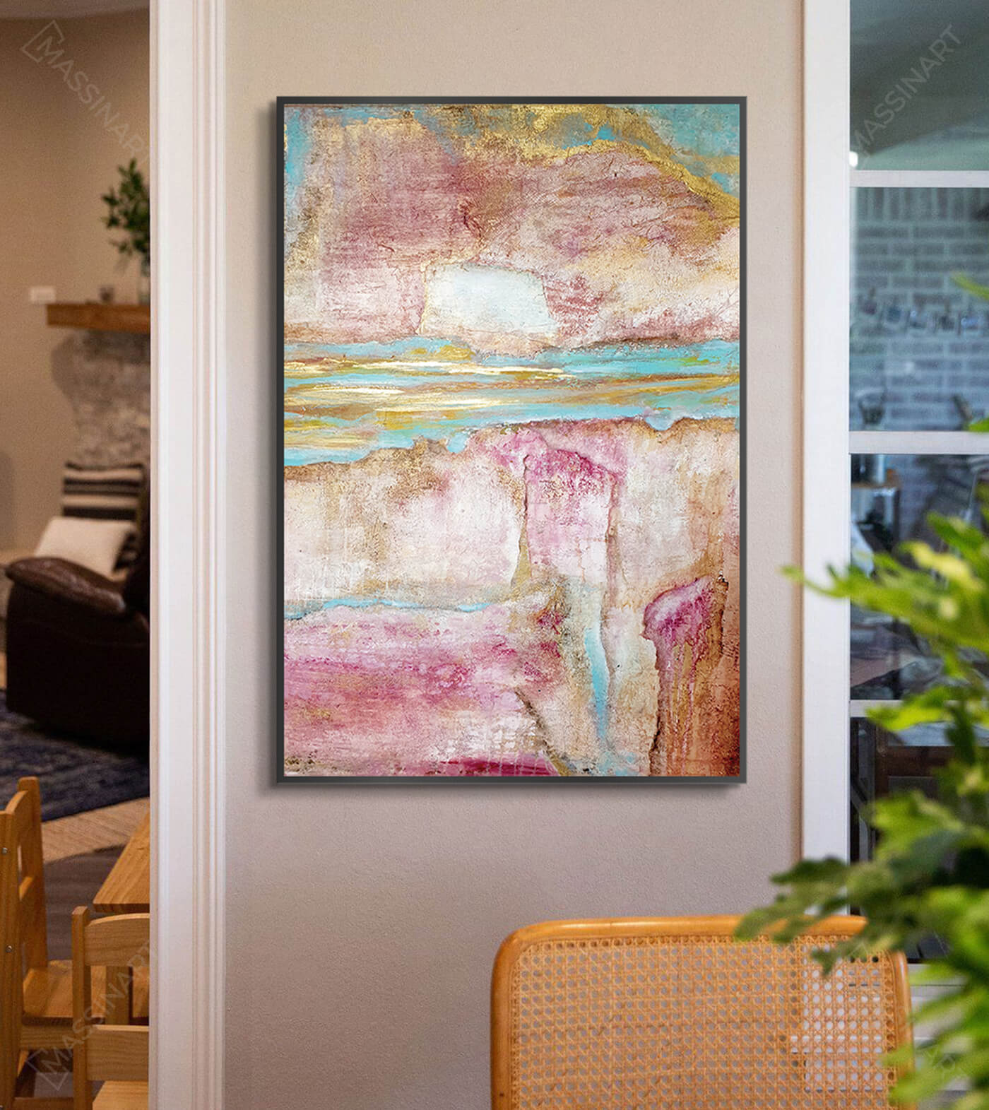 Cuadro abstracto pastel en salón moderno decoración pared Massinart