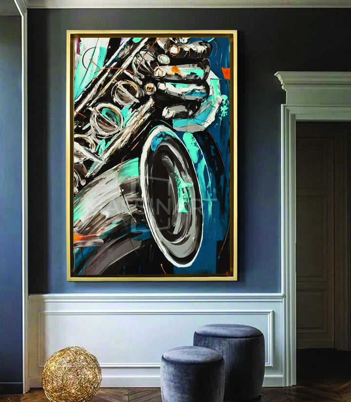 Decoración de pasillo con cuadro Raw Jazz de Massinart — arte urbano abstracto