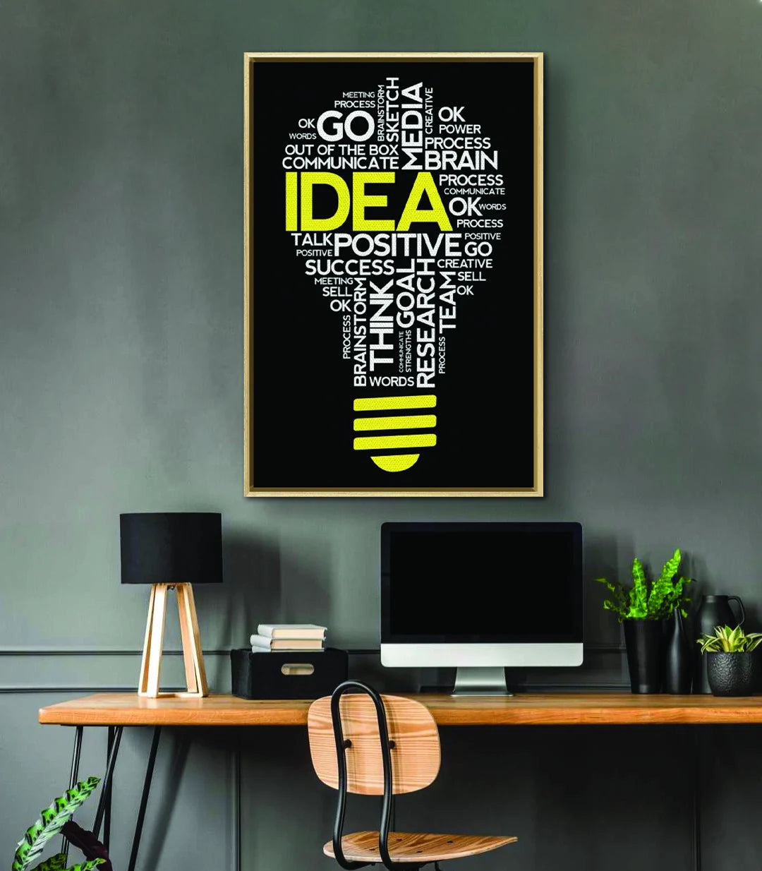 Cuadro Idea en decoración de oficina moderna — arte mural de inspiración para espacio de trabajo