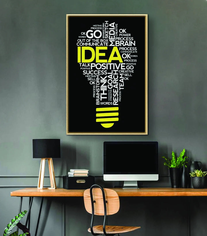 Cuadro Idea en decoración de oficina moderna — arte mural de inspiración para espacio de trabajo