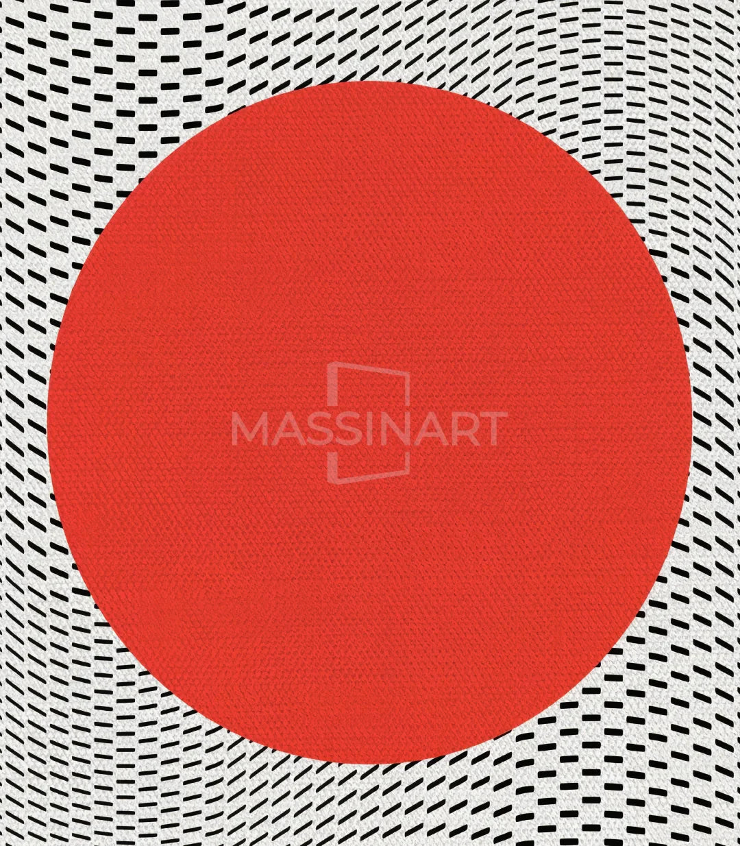 Cuadro retrato geométrico y sol rojo composición mural — Massinart