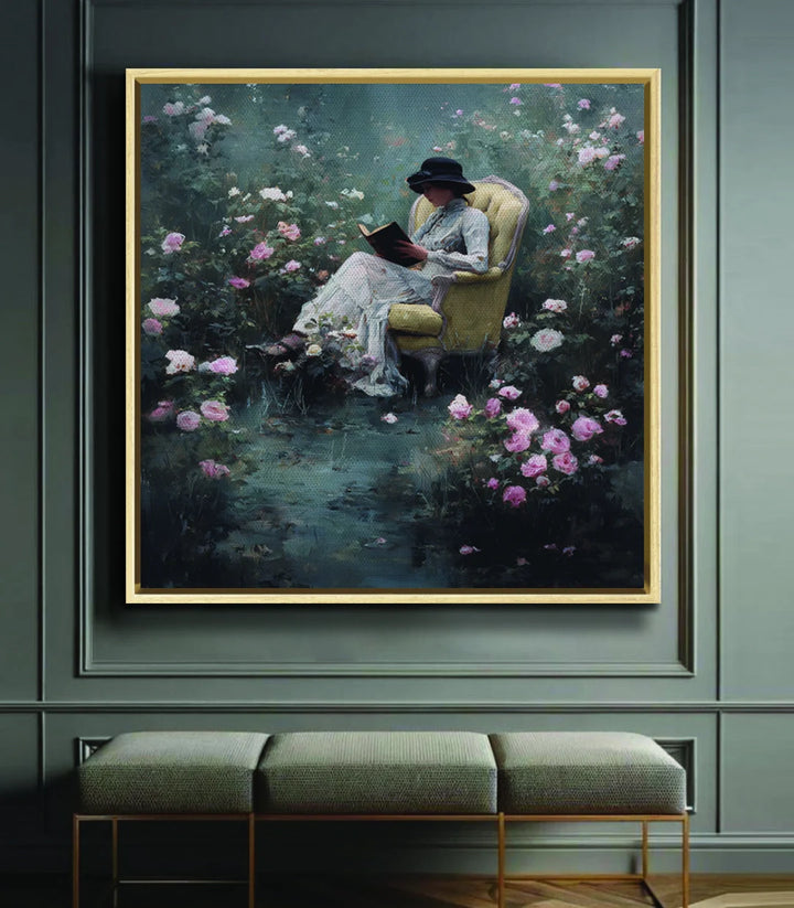 Cuadro Floral Escape en decoración de salón moderno — Massinart
