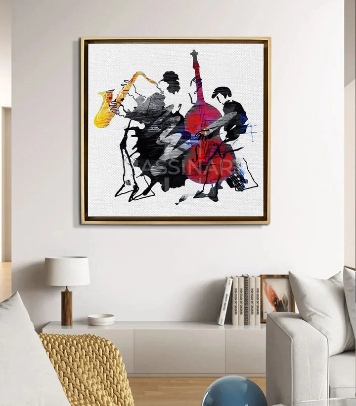 Cuadro Jazzique en salón moderno con sofá beis — decoración de pared Massinart