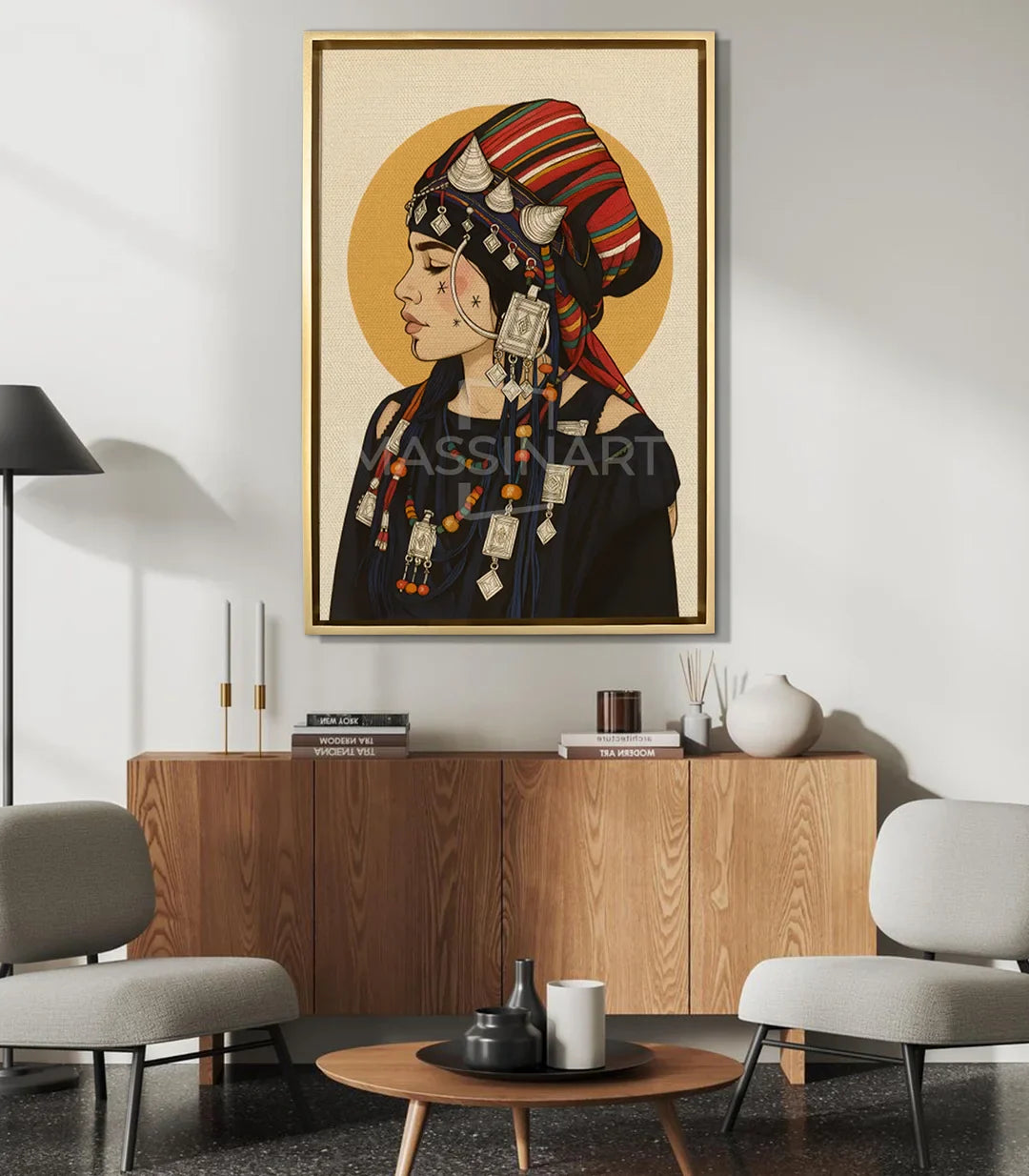Amazigh Pride en salón moderno — decoración mural de estilo étnico, Massinart