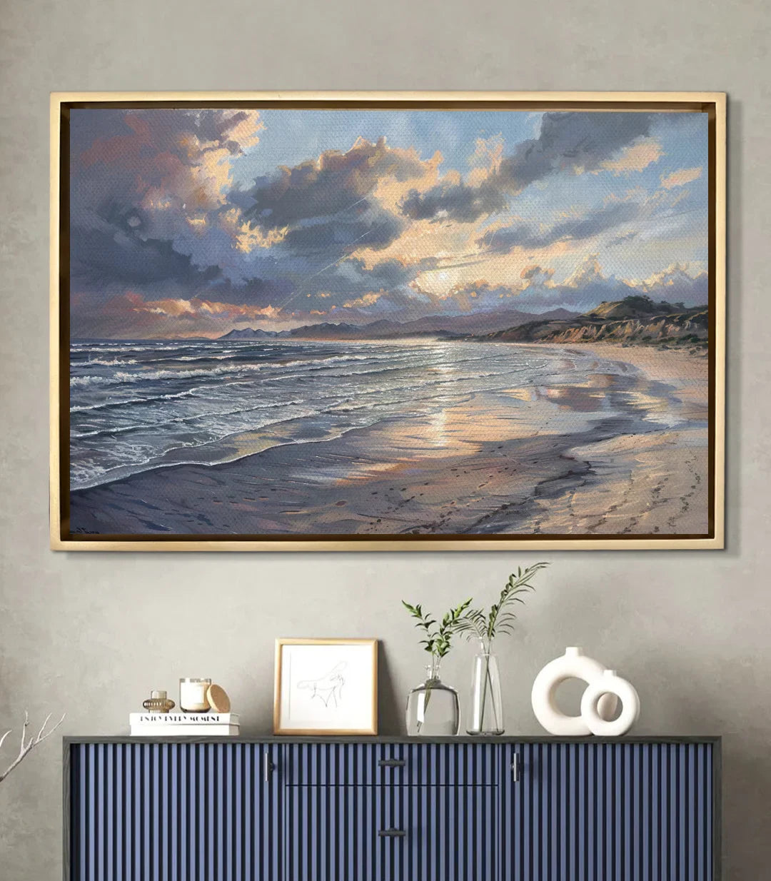 Cuadro Ocean Breath en salón moderno — decoración mural costera Massinart