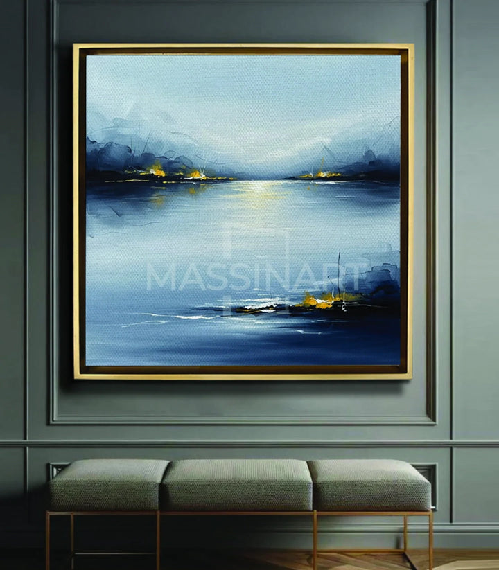 Cuadro Cold Motion en un salón moderno de tonos grises — decoración mural Massinart