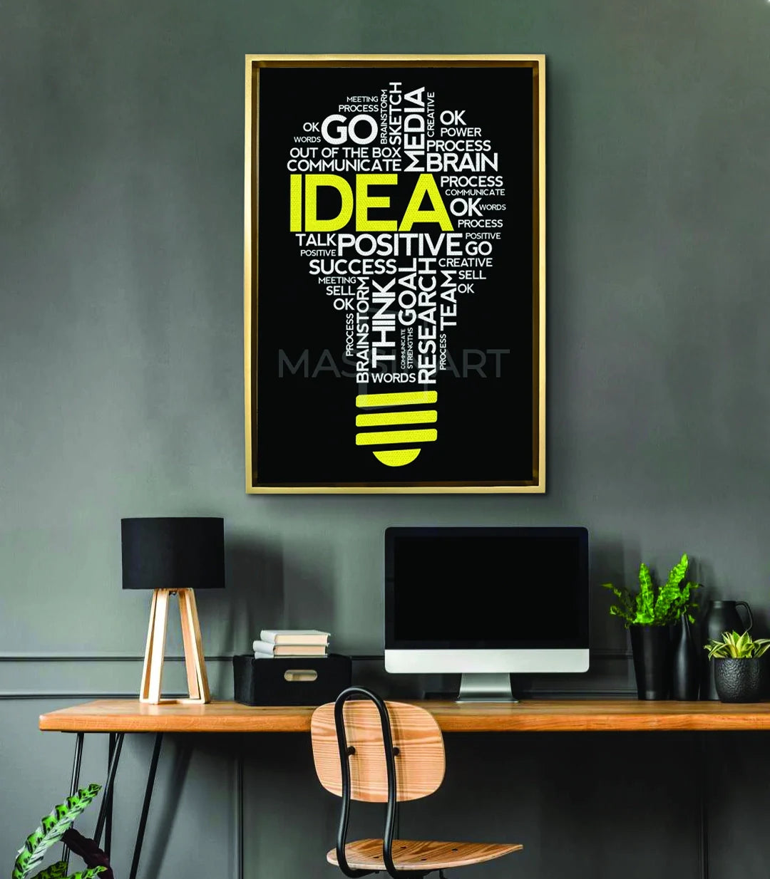 Cuadro Idea en interior de oficina — decoración de pared minimalista con mensaje motivador