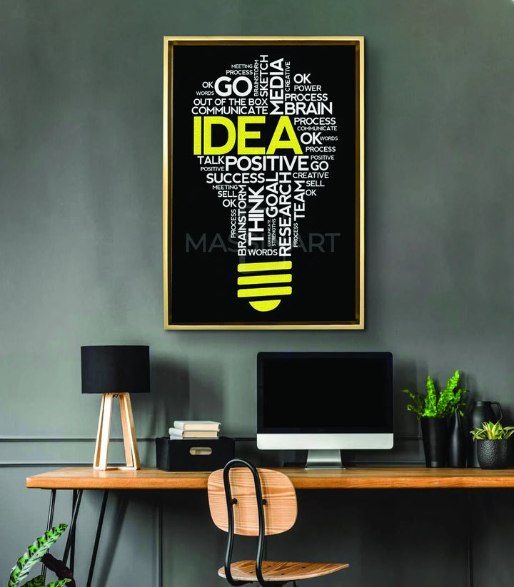 Cuadro Idea en interior de oficina — decoración de pared minimalista con mensaje motivador