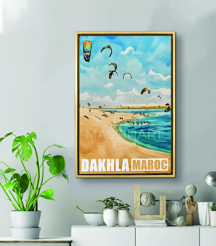 Cuadro Dakhla en salón moderno — lámina travel-art vintage decoración pared Massinart