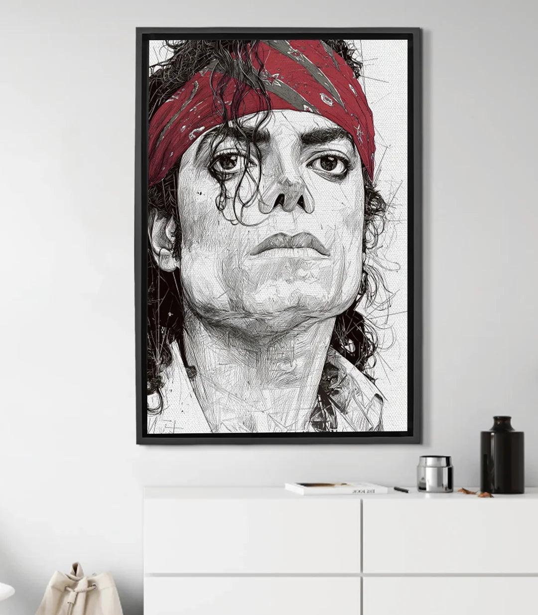 Cuadro retrato Michael Jackson en blanco y negro estilo pop-art — Massinart