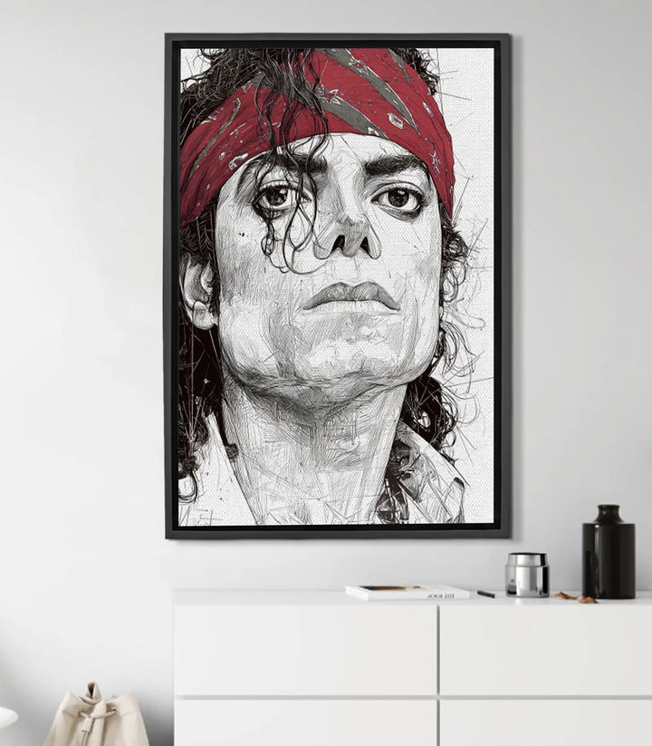Cuadro retrato Michael Jackson en blanco y negro estilo pop-art — Massinart