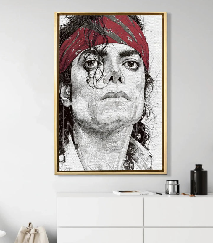 Cuadro retrato Michael Jackson en decoración interior minimalista — Massinart
