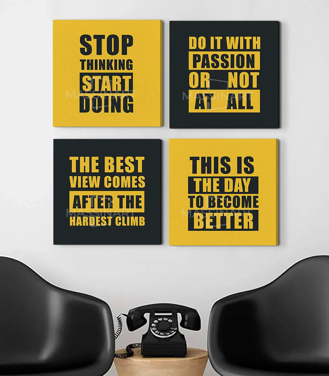 Decoración de oficina con cuadros de tipografía Bold Drive — Massinart