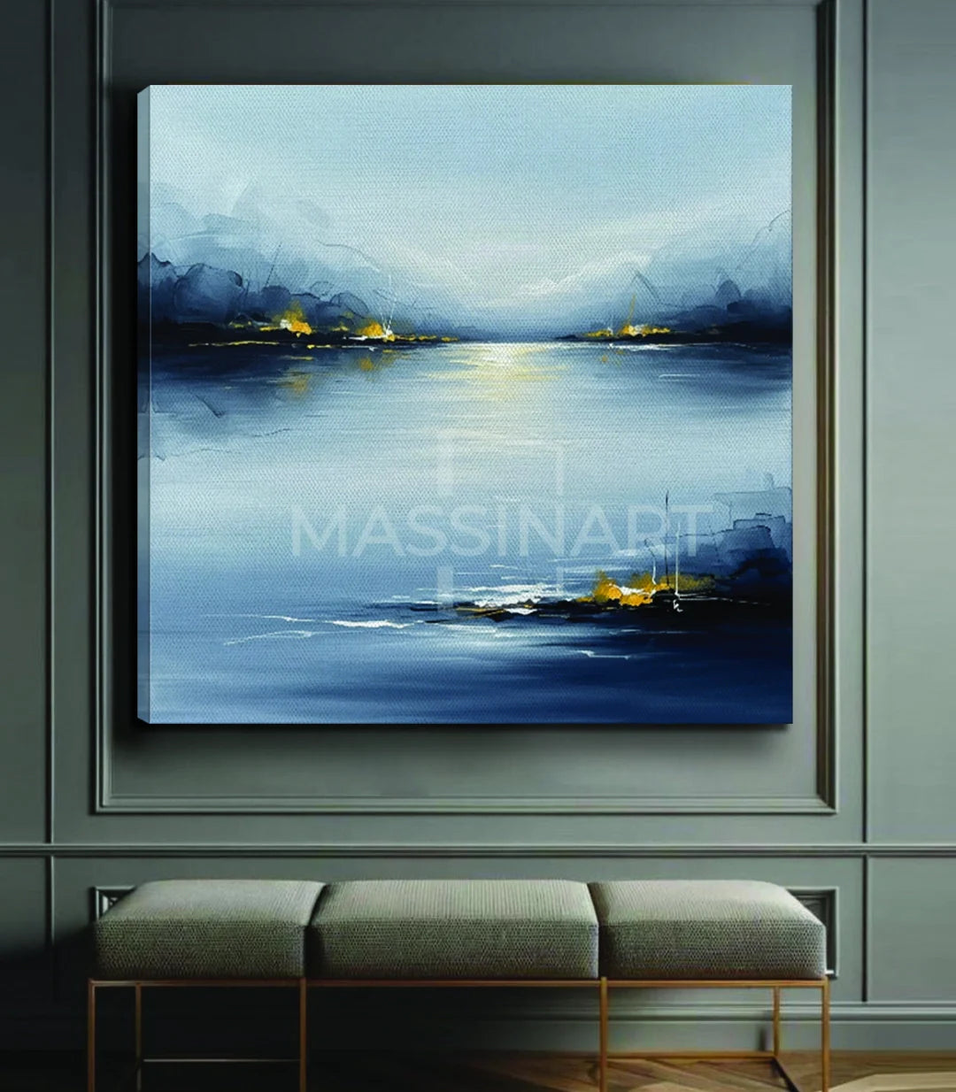 Detalle del cuadro Cold Motion con reflejos de agua nocturna estilo expresionista — Massinart