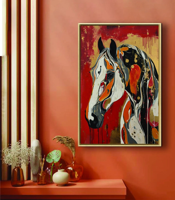 Decoración de pasillo con cuadro Radiant Soul caballo colorido arte urbano Massinart