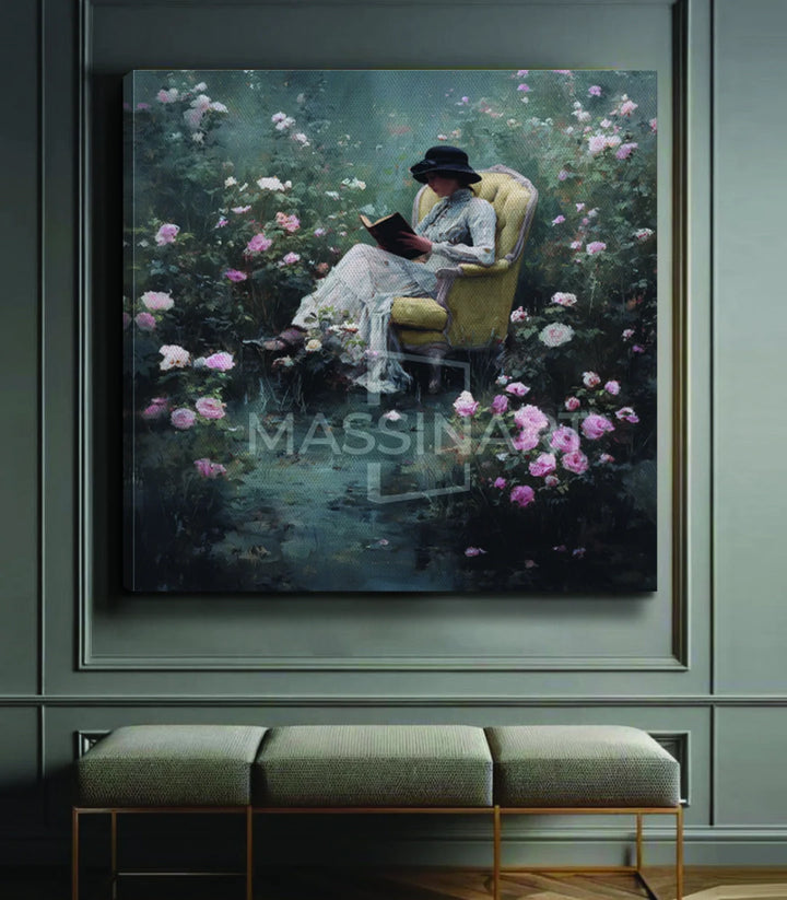 Cuadro Floral Escape en decoración de dormitorio — Massinart