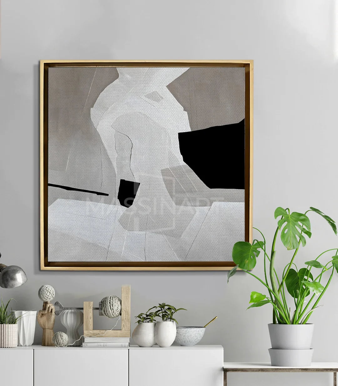 Cuadro Shadow Drift decorando un salón moderno de estilo minimalista — Massinart