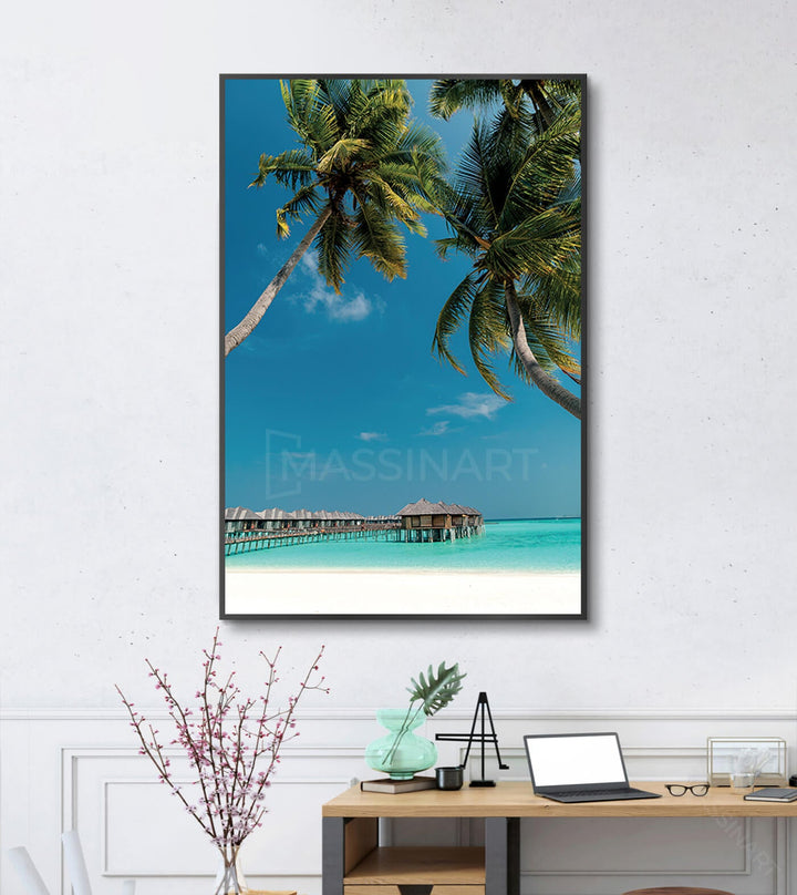 Cuadro Maldivas en decoración de escritorio, arte mural tropical — Massinart