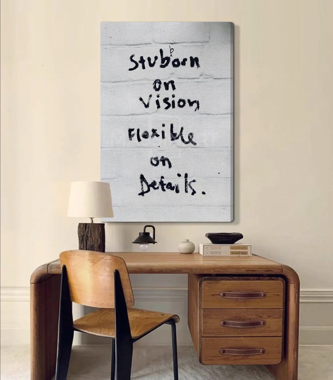 Cuadro con texto inspirador Flexible Focus ambiente de trabajo Massinart