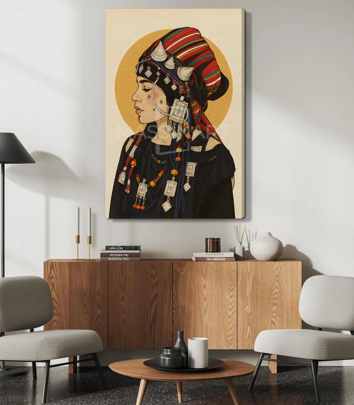 Lámina retrato amazigh estilo vintage étnico para salón — Massinart