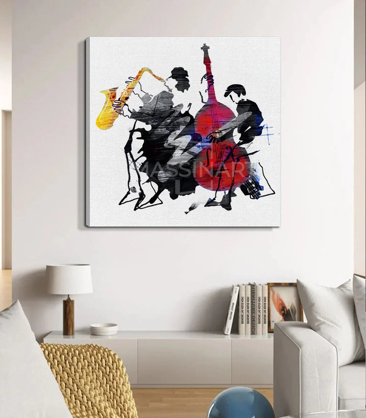 Cuadro Jazzique en despacho contemporáneo con marco negro — Massinart