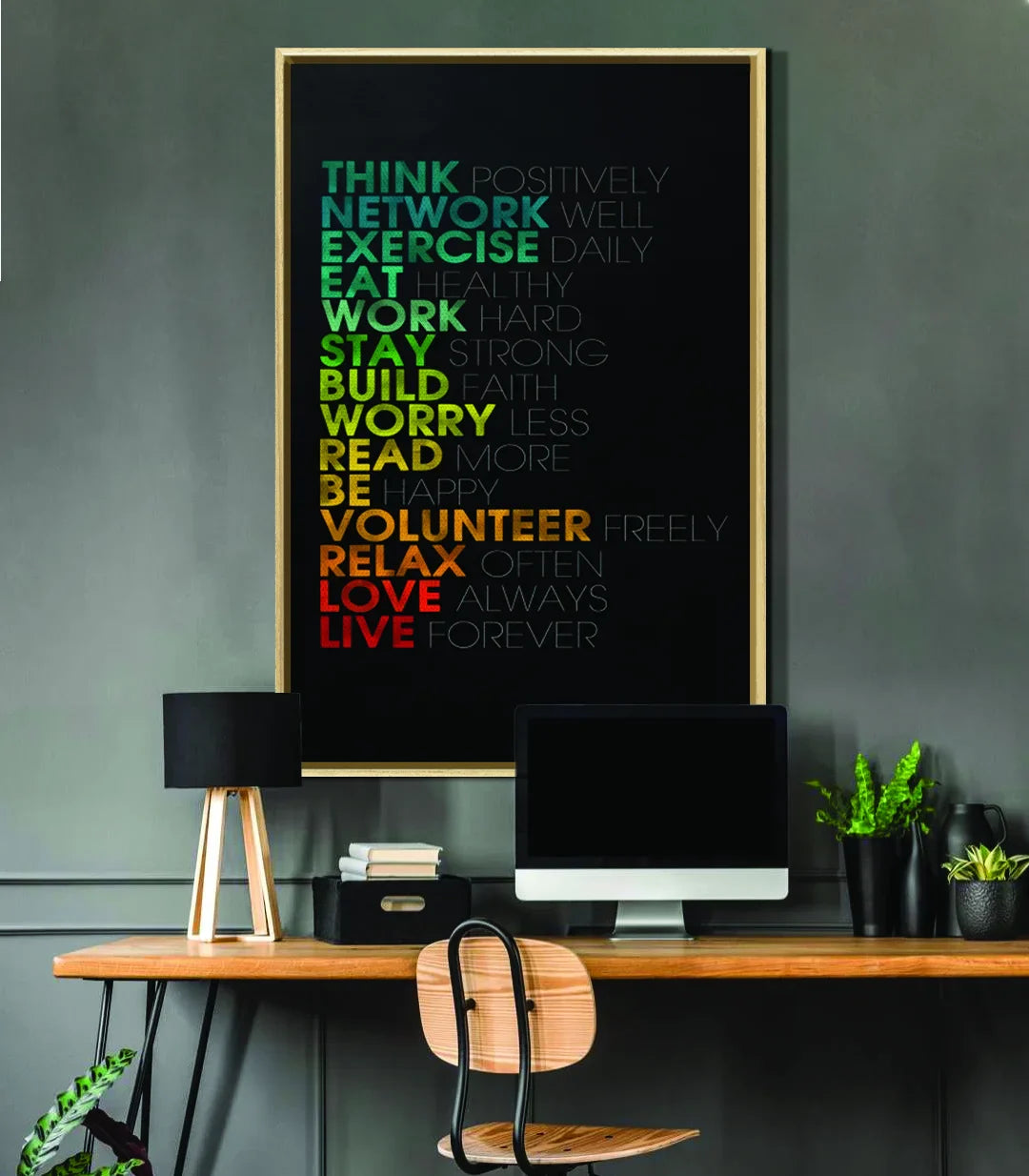 Cuadro motivacional Think Grow en sala de estar y espacio de trabajo, estilo moderno