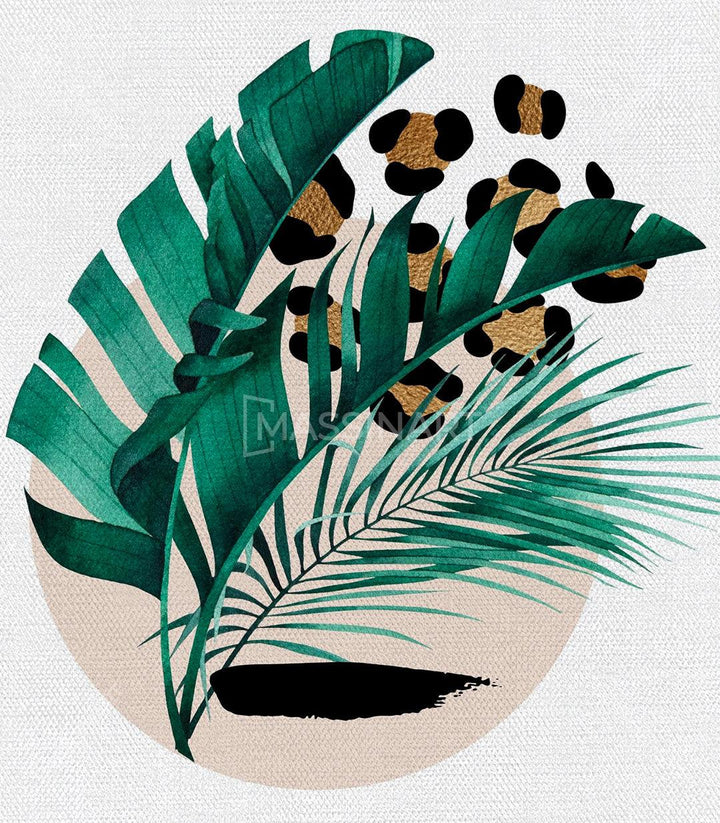 Cuadro Revival decoración interior beige y verde — conjunto de 3 panneaux Massinart
