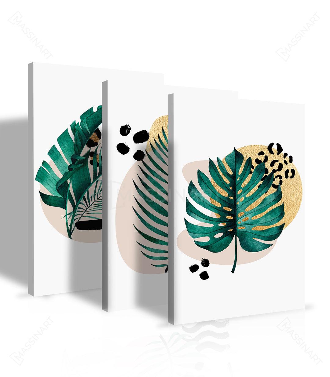 Cuadro Revival en salón moderno — tríptico decorativo de naturaleza sobre sofá Massinart