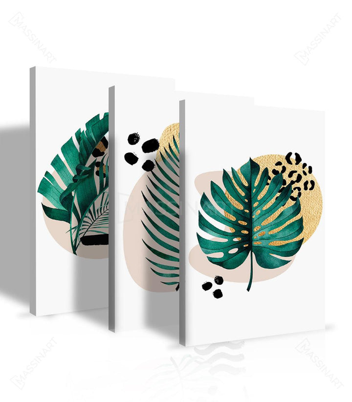 Cuadro Revival en salón moderno — tríptico decorativo de naturaleza sobre sofá Massinart
