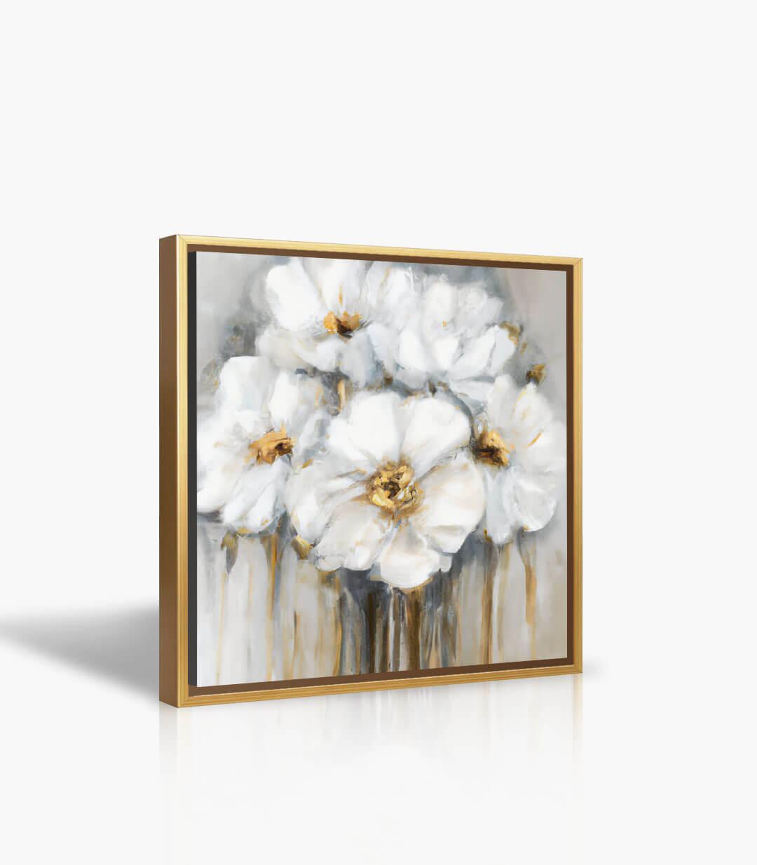Detalle estambres dorados cuadro flores blancas Silent Serenity Massinart