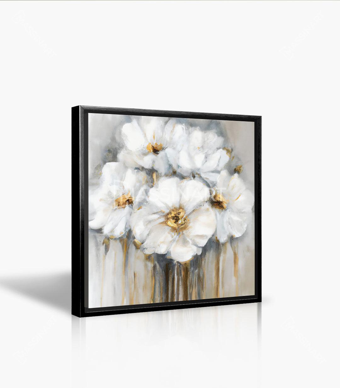 Cuadro floral blanco contemporáneo para decoración de salón Massinart