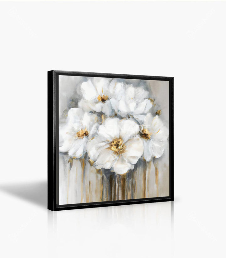 Cuadro floral blanco contemporáneo para decoración de salón Massinart