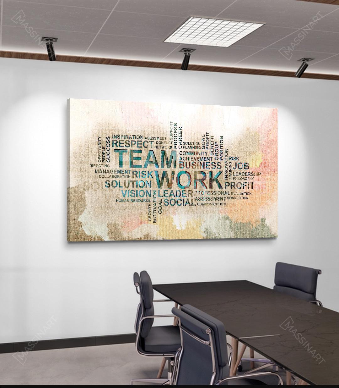 Cuadro Teamwork fotografía artística trabajo en equipo tonos rosa beige decoración despacho Massinart