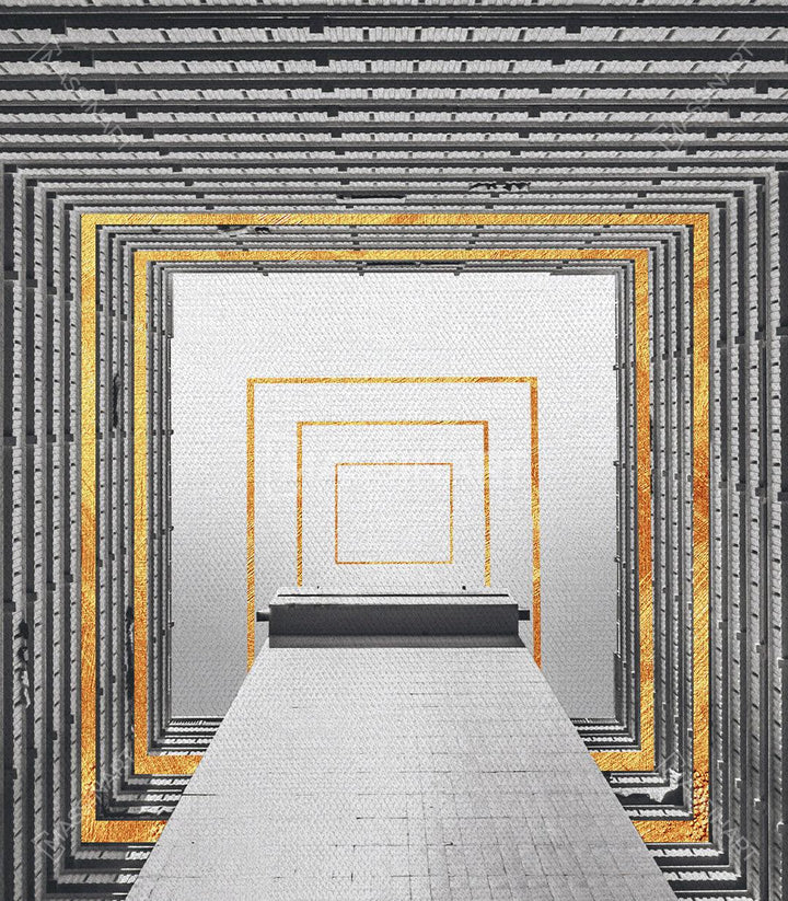 Decoración interior minimalista cuadro Vision díptico negro dorado Massinart