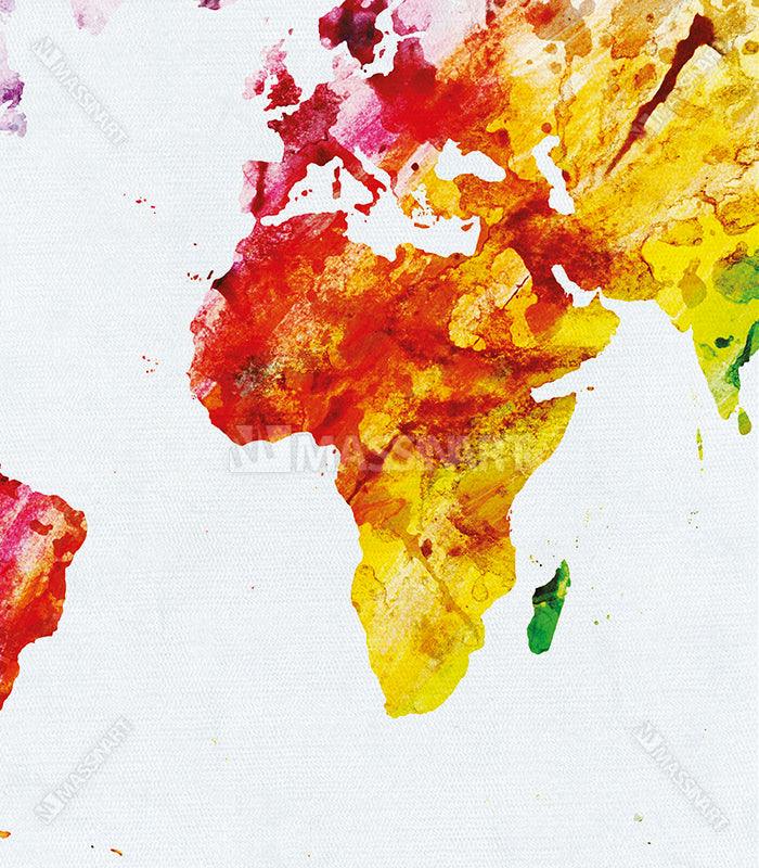 Cuadro decorativo World Map abstracto y multicolor — Arte mural para salón u oficina — Massinart