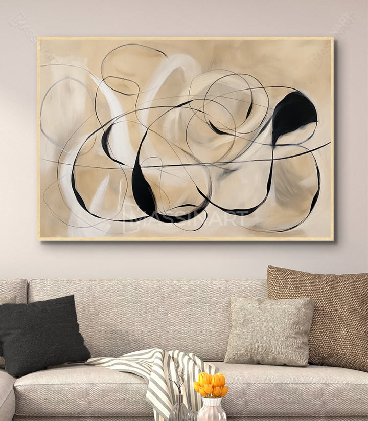 Cuadro Stoic en salón moderno — decoración interior depurada con arte minimalista, Massinart