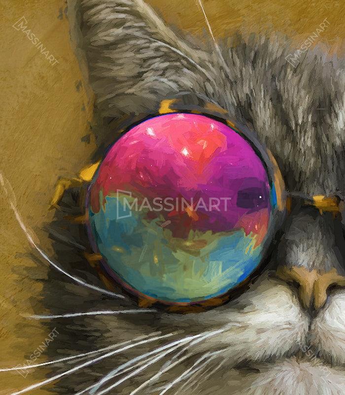 Cuadro gato estilizado Massinart — embalaje envío listo para colgar